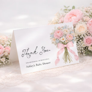 Tarjeta De Agradecimiento Bebé en Flor Rosa Arco Bebé Cumpleaños Agradecimie
