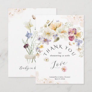 Tarjeta De Agradecimiento Bebé en flor Wildflower Rustic Baby Shower