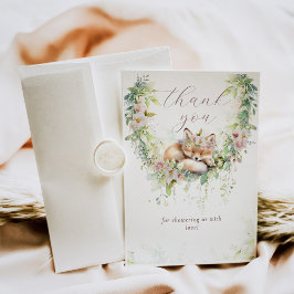 Tarjeta De Agradecimiento Bebé en sangre Woodland Flor Baby Shower