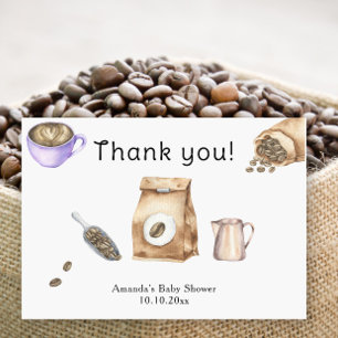 Tarjeta De Agradecimiento Bebé está preparando café Gracias