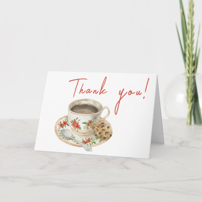 Tarjeta De Agradecimiento Bebé está preparando café Gracias (Anverso)