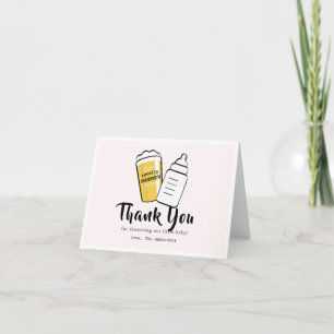 Tarjeta De Agradecimiento Bebé está preparando cerveza Botella de bebé Rosa