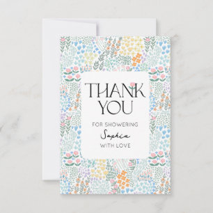 Tarjeta De Agradecimiento Bebé floral colorido moderno en Baby Shower en san
