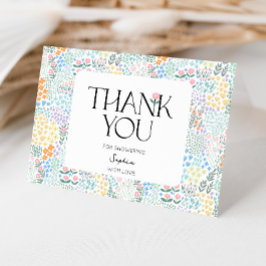 Tarjeta De Agradecimiento Bebé floral colorido moderno en Baby Shower en san