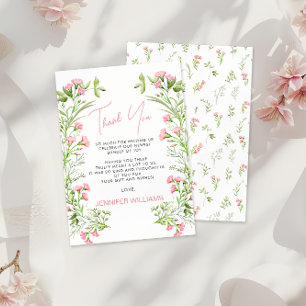 Tarjeta De Agradecimiento Bebé floral rosa Rubor en ducha de bebé en flor