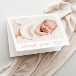 Tarjeta De Agradecimiento Bebé fotográfico simple<br><div class="desc">Una simple tarjeta de agradecimiento de tipo foto bebé con foto en la parte delantera y un encabezado con nombre completo y mensaje personal de la familia en el interior. Haga clic en el botón de edición para personalizar este diseño con sus fotos y detalles.</div>