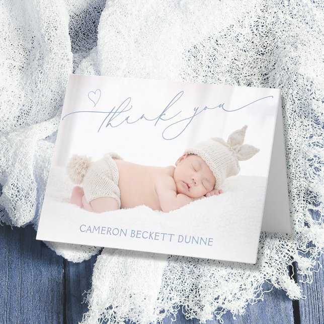Tarjeta De Agradecimiento Bebé fotográfico simple (Photo baby folded thank you cards)