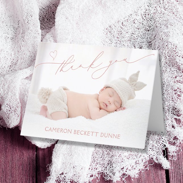 Tarjeta De Agradecimiento Bebé fotográfico simple (Photo baby folded thank you cards)