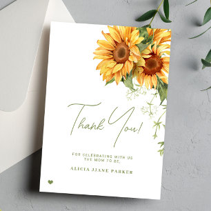 Tarjeta De Agradecimiento Bebé girasol en flor elegante baby shower