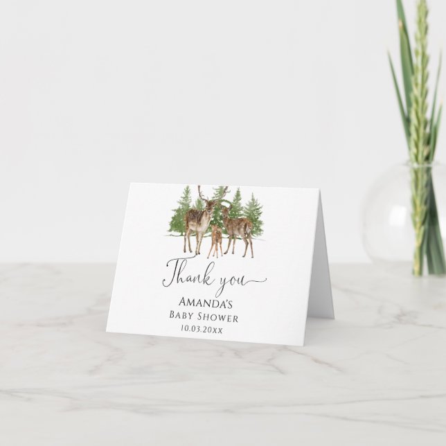 Tarjeta De Agradecimiento Bebé, hace frío fuera del Baby Shower de ciervos (Anverso)