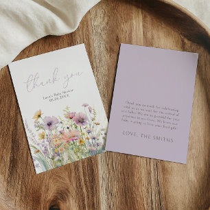 Tarjeta De Agradecimiento Bebé morado en flor silvestre en flor de sangre