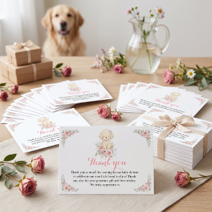 Tarjeta De Agradecimiento Bebé Niña Golden Girl Shower Retriever Cachorro Fl
