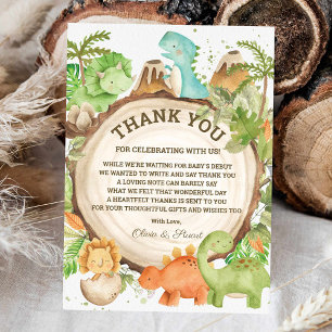 Tarjeta De Agradecimiento Bebé Niño Dinosaurio Chic Fiesta de Revelación Ver