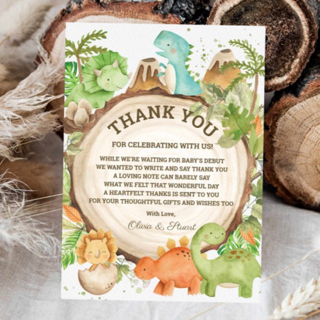 Tarjeta De Agradecimiento Bebé Niño Dinosaurio Chic Fiesta de Revelación Ver (Subido por el creador)