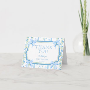 Tarjeta De Agradecimiento Bebé Niño Shower con Lazo Azul Gracias