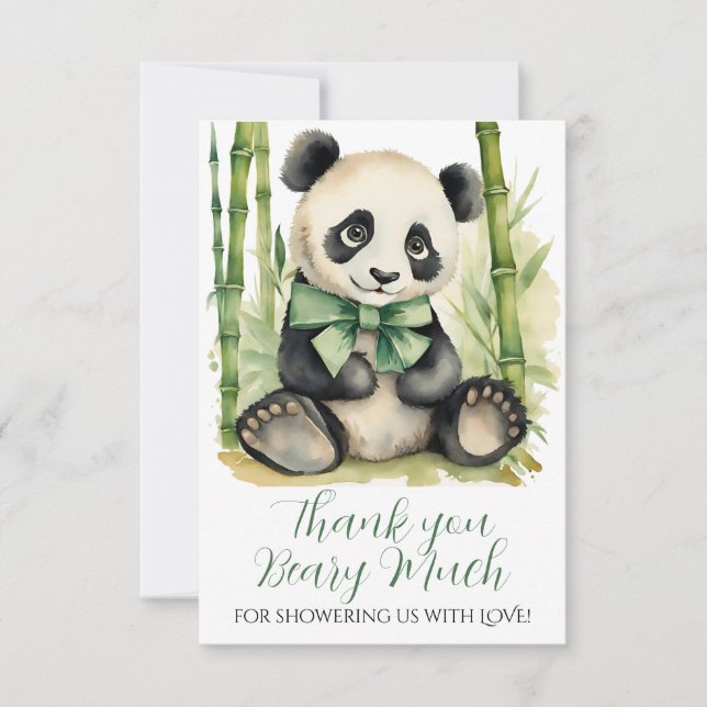 Tarjeta De Agradecimiento Bebe Panda Oso Baby Shower Gracias (Anverso)