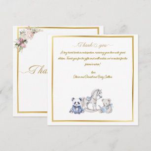 Tarjeta De Agradecimiento Bebé Panda personalizado con caballo mecedor