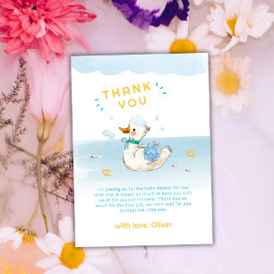 Tarjeta De Agradecimiento Bebé Pato Adorable en el Baño, Baby Shower de Niño