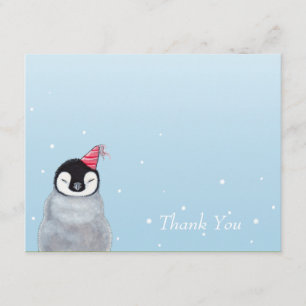 Tarjeta De Agradecimiento Bebé Pingüino Adorable con Sombrero de Fiesta Grac