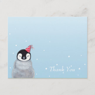 Tarjeta De Agradecimiento Bebé Pingüino Adorable con Sombrero de Fiesta Grac
