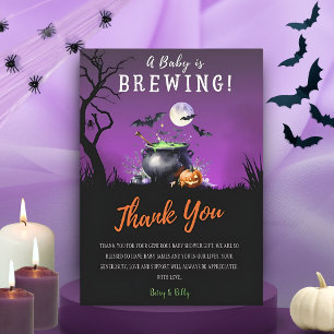 Tarjeta De Agradecimiento Bebé prepara Baby Shower de Halloween