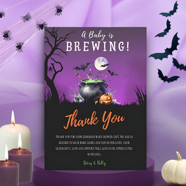 Tarjeta De Agradecimiento Bebé prepara Baby Shower de Halloween (Subido por el creador)