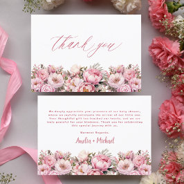 Tarjeta De Agradecimiento Bebé rosa en flor | Floral Peony Baby Shower