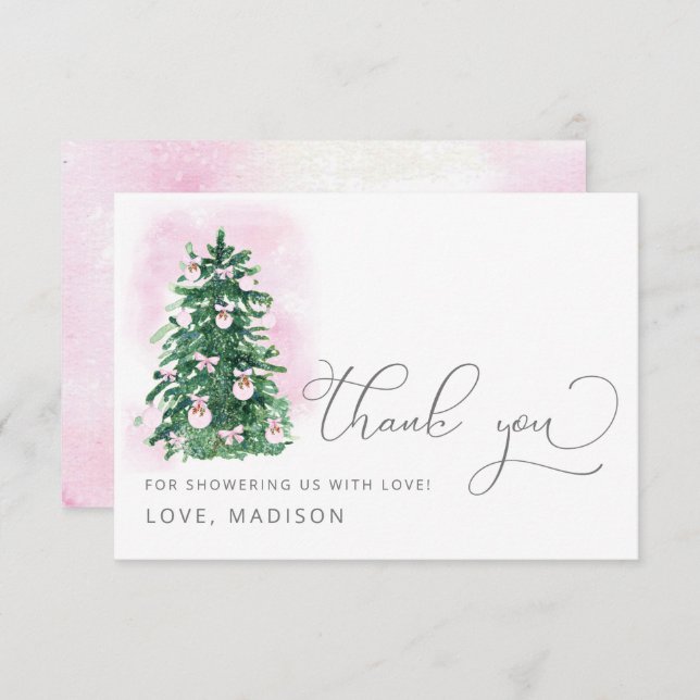 Tarjeta De Agradecimiento Bebé rosa hace frío afuera de la ducha de bebé (Anverso / Reverso)