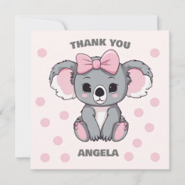 Tarjeta De Agradecimiento Bebé rosa Koala Bear