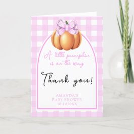 Tarjeta De Agradecimiento Bebé shower de calabaza con arco de lazo rosa