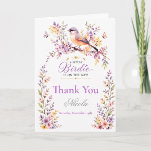 Tarjeta De Agradecimiento Bebé Shower Floral de Pajarito