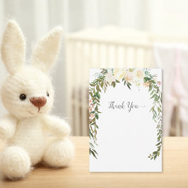 Tarjeta De Agradecimiento Bebé Sprinkle Shower Gracias Rosa Blanca Elegante