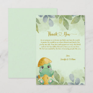 Tarjeta De Agradecimiento Bebé Tiburón Verde Adorable Shower de Niño