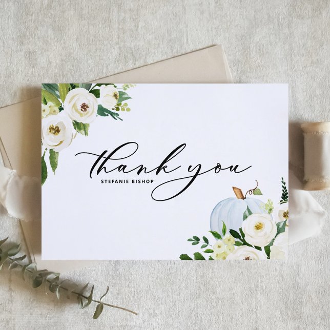 Tarjeta De Agradecimiento Bebé tiburón y verdor Baby Shower de otoño (Subido por el creador)