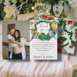 Tarjeta De Agradecimiento Bebé tropical Parrots Wild Baby Shower Photo