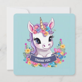 Tarjeta De Agradecimiento Bebé Unicornio Mágico Dulce
