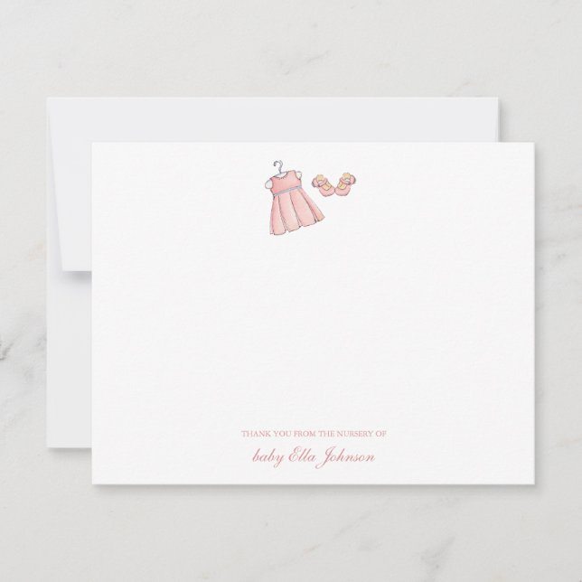 Tarjeta De Agradecimiento Bebé ventilado lindo vestido y zapatos planos (Anverso)