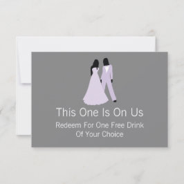 Tarjeta De Agradecimiento Bebida gratis de dos novias sobre nosotros (Lilac