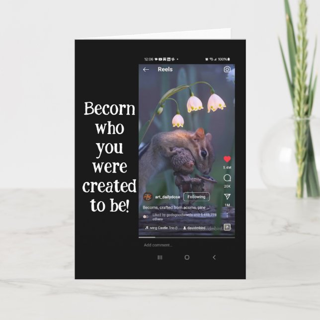 Tarjeta De Agradecimiento "¡Becorn Quién fuiste creado para ser! Captura de  (Anverso)