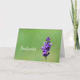 Tarjeta De Agradecimiento Bedankt - Gracias en holandés con flor de lavanda