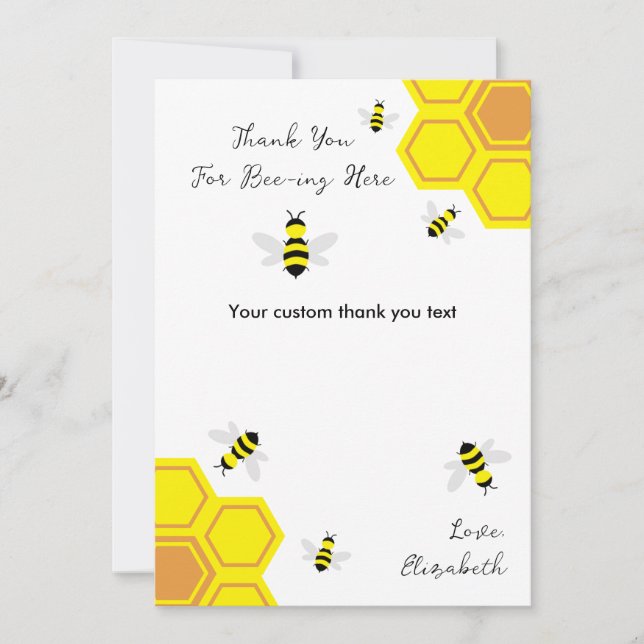 Tarjeta De Agradecimiento Bee Baby Shower (Anverso)