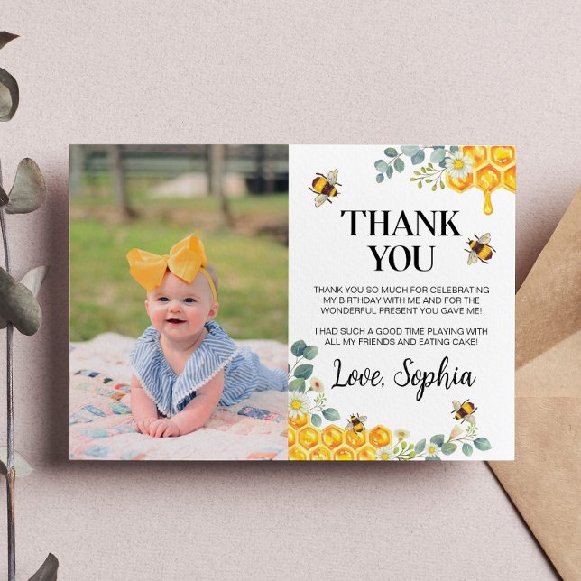 Tarjeta De Agradecimiento Bee Day Photo Gracias Card Bumble Bee (Subido por el creador)