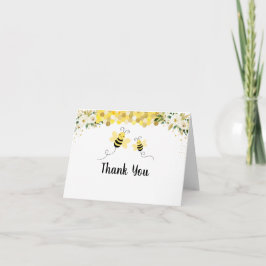 Tarjeta De Agradecimiento Bee Gold Floral Baby Shower Gracias