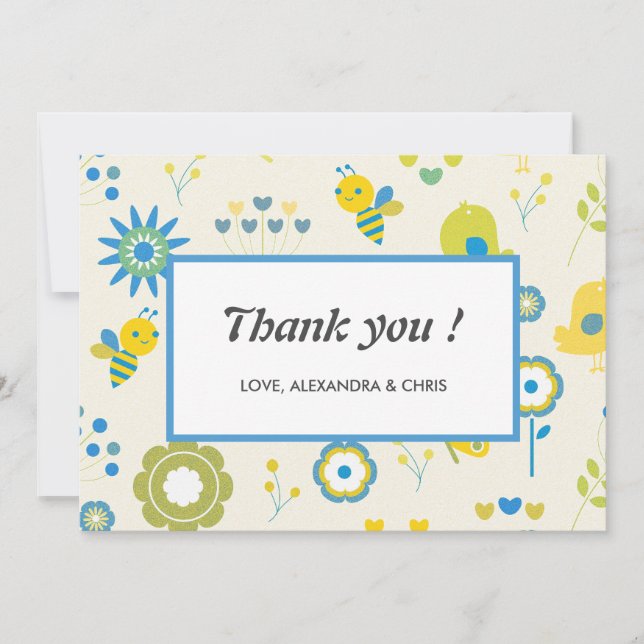 Tarjeta De Agradecimiento Bee gracias mamá a bebe ducha bebé (Anverso)