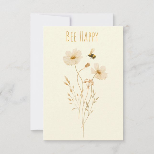 Tarjeta De Agradecimiento Bee Happy (Anverso)