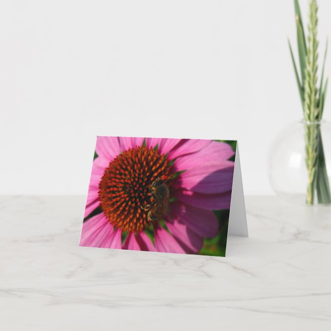 Tarjeta De Agradecimiento Bee on Purple Flower (Anverso)
