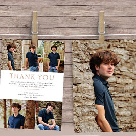 Tarjeta De Agradecimiento Beige 6 Foto Negrita Graduación De Texto Gracias