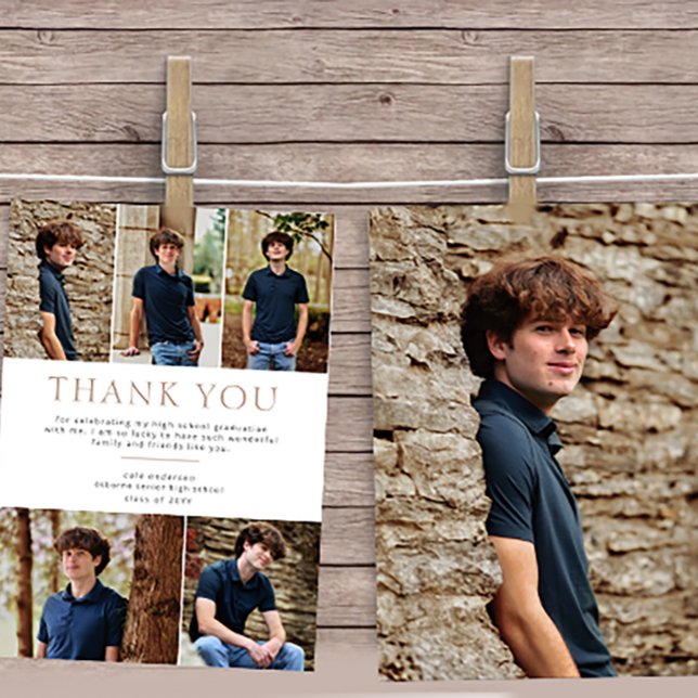 Tarjeta De Agradecimiento Beige 6 Foto Negrita Graduación De Texto Gracias (Subido por el creador)