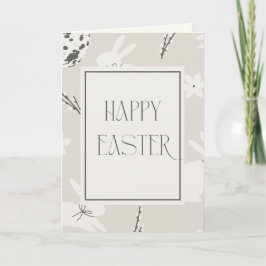 Tarjeta De Agradecimiento Beige and Cream Easter Bunny Pattern Holiday Card