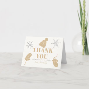 Tarjeta De Agradecimiento Beige Beanie & Glove Baby Shower
